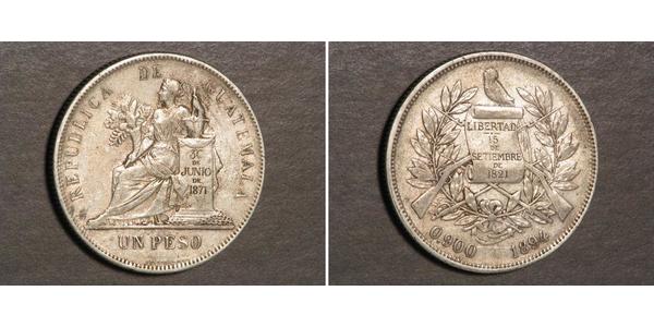 1 Peso Guatemala (1838 - ) Plata 