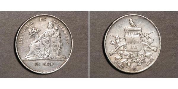 1 Peso Guatemala (1838 - ) Plata 