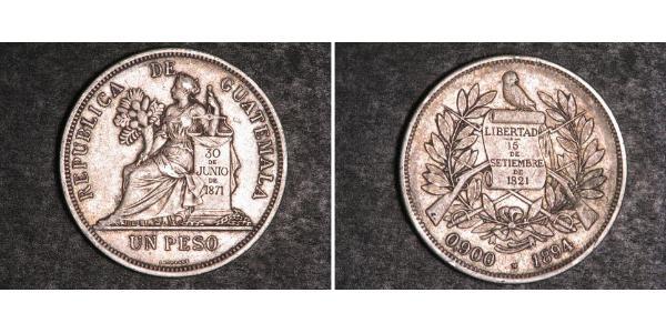 1 Peso Guatemala (1838 - ) Plata 