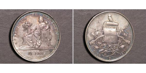 1 Peso Guatemala (1838 - ) Plata 