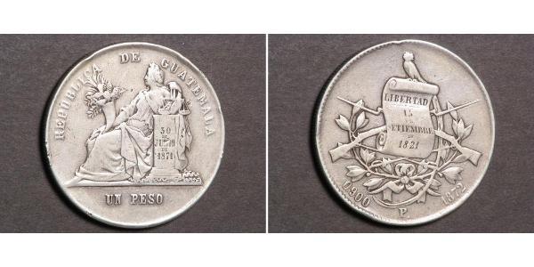 1 Peso Guatemala (1838 - ) Plata 