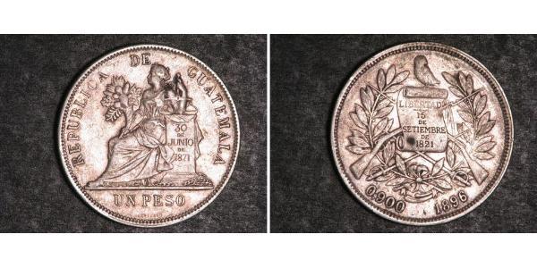 1 Peso Guatemala (1838 - ) Plata 