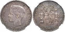 1 Peso Puerto Rico Plata Alfonso XIII of Spain (1886 - 1941)