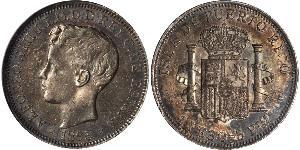 1 Peso Puerto Rico Plata Alfonso XIII of Spain (1886 - 1941)