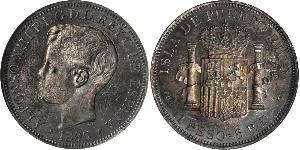 1 Peso Puerto Rico Plata Alfonso XIII of Spain (1886 - 1941)