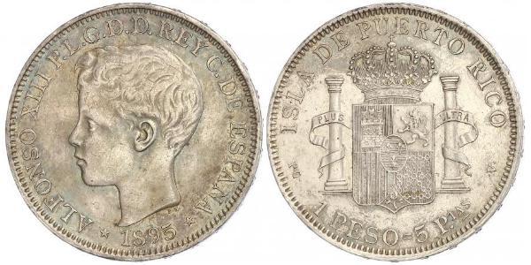 1 Peso Puerto Rico Plata Alfonso XIII of Spain (1886 - 1941)