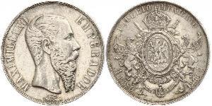 1 Peso Segundo Imperio Mexicano (1864 - 1867) Plata Maximilian I of Mexico (1832 - 1867)