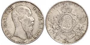 1 Peso Segundo Imperio Mexicano (1864 - 1867) Plata Maximilian I of Mexico (1832 - 1867)