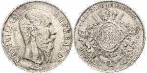 1 Peso Segundo Imperio Mexicano (1864 - 1867) Plata Maximilian I of Mexico (1832 - 1867)