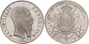 1 Peso Segundo Imperio Mexicano (1864 - 1867) Plata Maximilian I of Mexico (1832 - 1867)