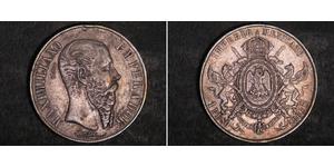 1 Peso Segundo Imperio Mexicano (1864 - 1867) Plata Maximilian I of Mexico (1832 - 1867)