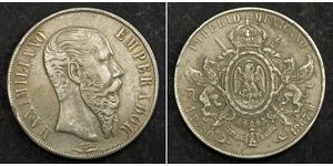 1 Peso Segundo Imperio Mexicano (1864 - 1867) Plata Maximilian I of Mexico (1832 - 1867)