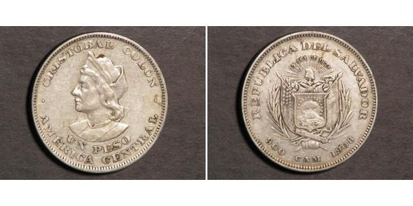 1 Peso El Salvador Silber Christoph Kolumbus (1451 - 1506)