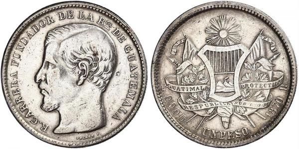 1 Peso Guatemala Silber 