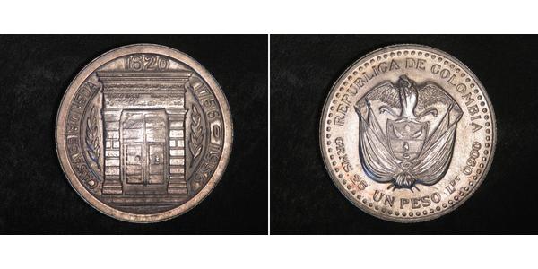 1 Peso Kolumbien Silber 