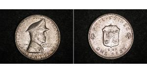 1 Peso Philippinen Silber Douglas MacArthur (1880 - 1964) 