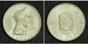 1 Peso Philippinen Silber Douglas MacArthur (1880 - 1964) 