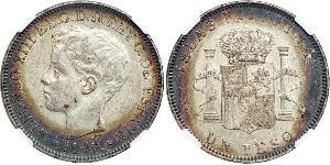 1 Peso Philippinen Silber Alfonso XIII of Spain (1886 - 1941)