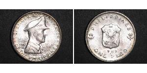 1 Peso Philippinen Silber Douglas MacArthur (1880 - 1964) 