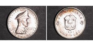1 Peso Philippinen Silber Douglas MacArthur (1880 - 1964) 