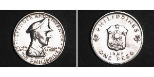 1 Peso Philippinen Silber Douglas MacArthur (1880 - 1964) 