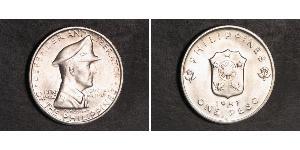 1 Peso Philippinen Silber Douglas MacArthur (1880 - 1964) 