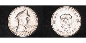 1 Peso Philippinen Silber Douglas MacArthur (1880 - 1964) 
