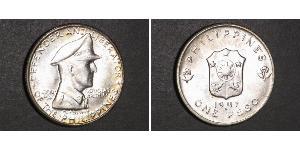 1 Peso Philippinen Silber Douglas MacArthur (1880 - 1964) 