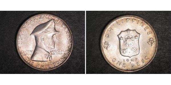 1 Peso Philippinen Silber Douglas MacArthur (1880 - 1964) 