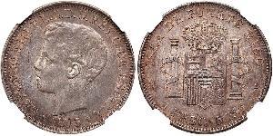 1 Peso Puerto Rico Silber Alfonso XIII of Spain (1886 - 1941)