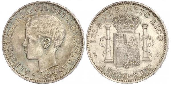 1 Peso Puerto Rico Silber Alfonso XIII of Spain (1886 - 1941)