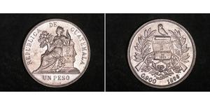 1 Peso República de Guatemala (1838 - ) Silber 