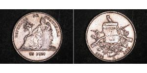 1 Peso República de Guatemala (1838 - ) Silber 