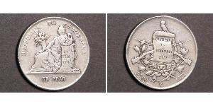1 Peso República de Guatemala (1838 - ) Silber 