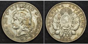 1 Peso Argentine Republic (1861 - ) Silver 