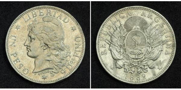 1 Peso Argentine Republic (1861 - ) Silver 