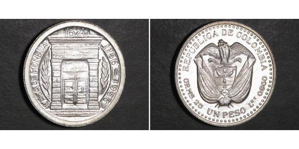 1 Peso Colombia Silver 