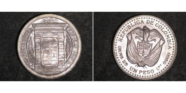 1 Peso Colombia Silver 