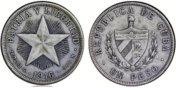 1 Peso Cuba Silver 