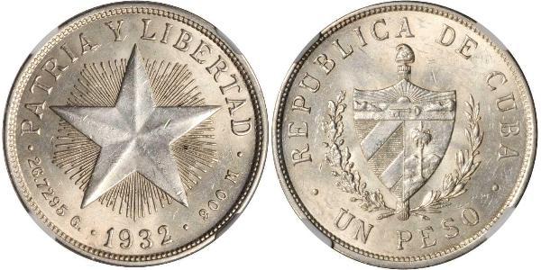 1 Peso Cuba Silver 
