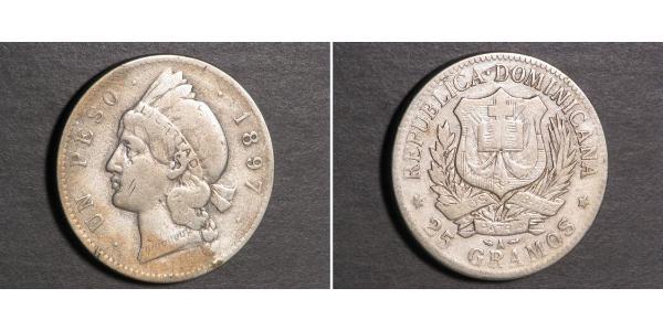 1 Peso Dominican Republic Silver 