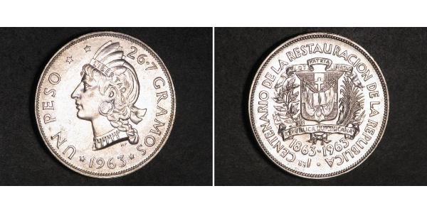 1 Peso Dominican Republic Silver 