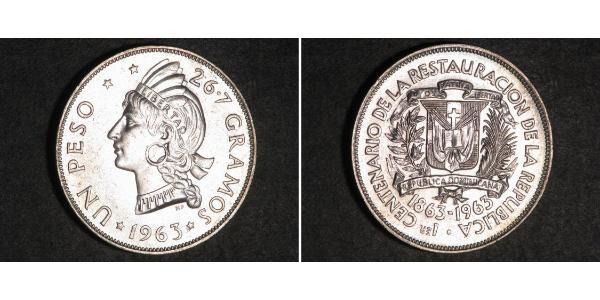 1 Peso Dominican Republic Silver 