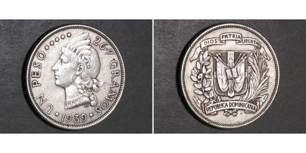 1 Peso Dominican Republic Silver 