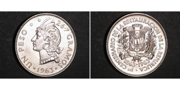 1 Peso Dominican Republic Silver 