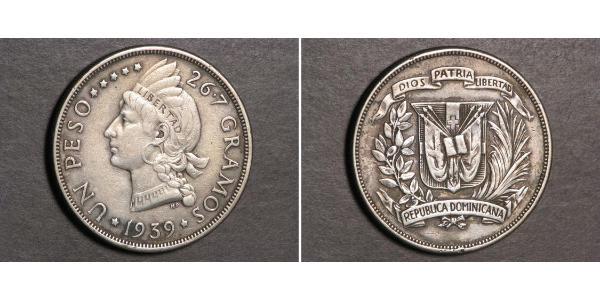 1 Peso Dominican Republic Silver 