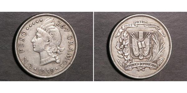 1 Peso Dominican Republic Silver 