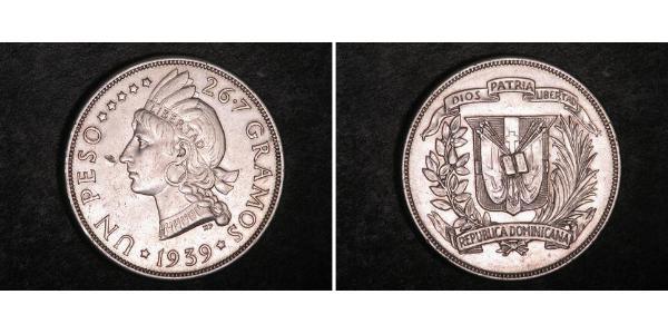 1 Peso Dominican Republic Silver 