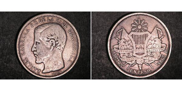 1 Peso Guatemala Silver 