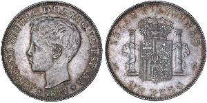 1 Peso Philippines Silver Alfonso XIII of Spain (1886 - 1941)